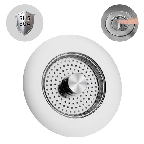 Hibbent Spülbecken Stopfen,Küchenspüle Sieb und Stopfen Combo,Alle Metall Stopfen und Sieb,Anti-Clogging,Küche Spüle Sieb Stecker,und verhindern Gerüche-Spülen Tiefe > 26mm von Hibbent