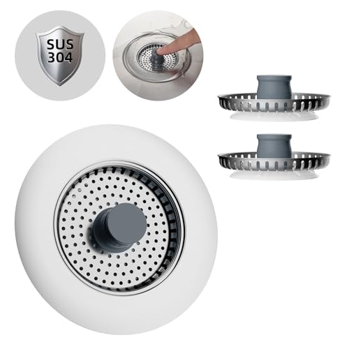 Hibbent Stöpsel für Spülbecken,Abflusssieb Küchenspüle Combo,Edelstahl-Stopfen und -Sieb,Anti-Clogging,mit 2 Siebe,und verhindern Gerüche-Spülen Tiefe > 22mm von Hibbent