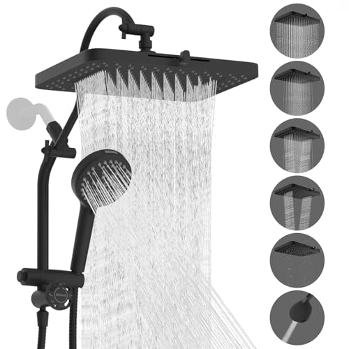 Hibbent Verbesserte 33 cm Duschkopf-Kombination, Hochdruck-Duschkopf mit 5 Strahlarten, 10 Sprühmodi, Handbrause, komplett aus Metall, leicht erreichbar, 4-Wege-Umstell-Duscharm mit Pause-Modus, 180 Hibbent Verbesserte 33 cm Duschkopf-Kombination, Hochdruck-Duschkopf mit 5 Strahlarten, 10 Sprühmodi, Handbrause, komplett aus Metall, leicht erreichbar, 4-Wege-Umstell-Duscharm mit Pause-Modus, 180 von Hibbent