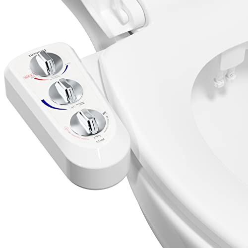 Hibbent WC Bidet, Water Bidet Dusch-WC (ohne Strom),Intimreinigung mit Selbstreinigende Düsen Wasserstrahl regulierbar Po Dusche und Lady-Dusche von Hibbent