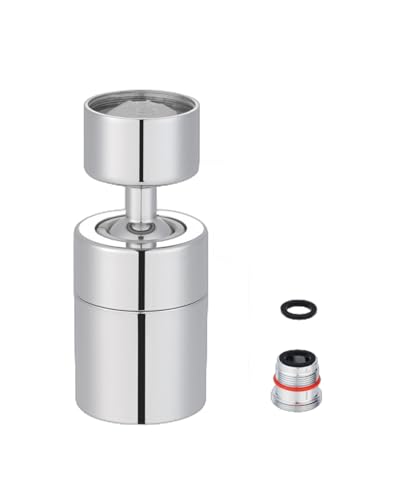 Hibbent Wasserhahn Aufsatz mit M18 Adapter,360-Grad-drehbarer Schwenkkopf, Belüfteter Strahl und Brausestrahl, 80 °Großer Drehwinkel Drehbare Schwenkbrause, 22mm Innengewinde von Hibbent