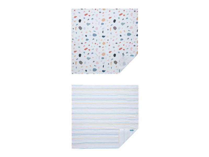 Babydecke Musselin Tuch (Stripe + Terazzo) - 2er-Pack, Hibboux von Hibboux
