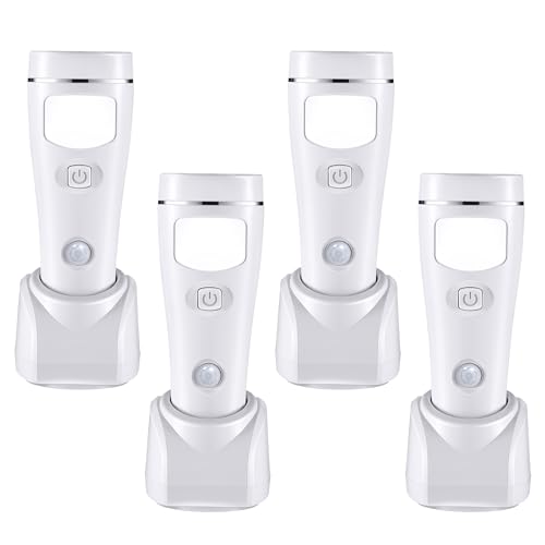 Hiboom 4 Stück LED Nachtlicht mit Bewegungsmelder 4-in-1 Abnehmbare Nachtlicht Taschenlampe, Notfall Taschenlampen mit Bewegungssensor für Stromausfall zu Hause von der Dämmerung bis zum Morgengrauen von Hiboom