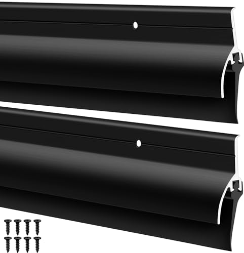 Hicarer 2 Stück Türbodenfeger mit Regentropfen, 1,4 cm B x 5,1 cm H x 91,4 cm L, Außentür-Regentropfschutz, untere Wetterabisolierung, gefrästes Aluminium mit Vinyl-Einsatz (schwarz) von Hicarer