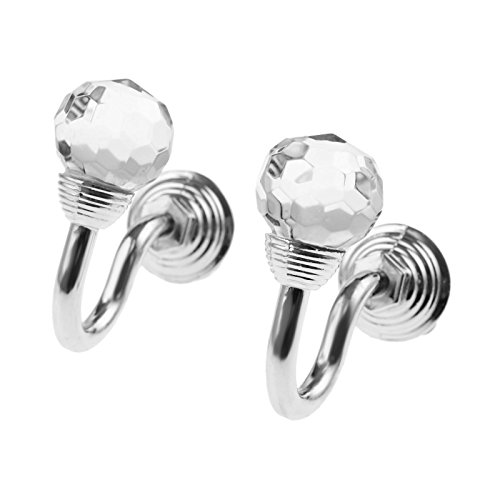 Hicello 2Pcs Silber Runder Kopf Kristall Glas Vorhang Halterung Wand Haken Montiert Tieback Haken mit Schrauben von Hicello