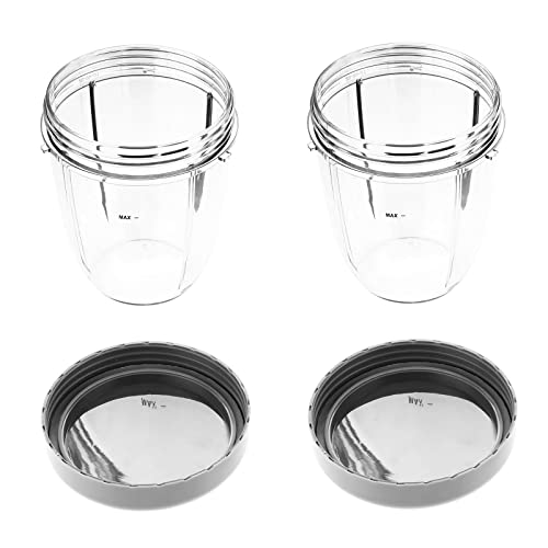 Hicello 2 x 18oz Becher mit Ersatzdeckel für Nutribullet Mixer 600W/900W von Hicello