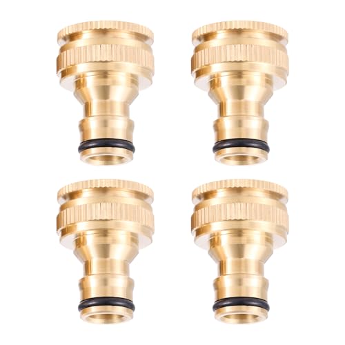 Hicello Schnellverbinder für Gartenschlauch-Wasserhahn, 1,9 cm und 1,27 cm, 2-in-1-Messing-Innengewinde, Wasserhahn-Adapter, 4 Stück von Hicello