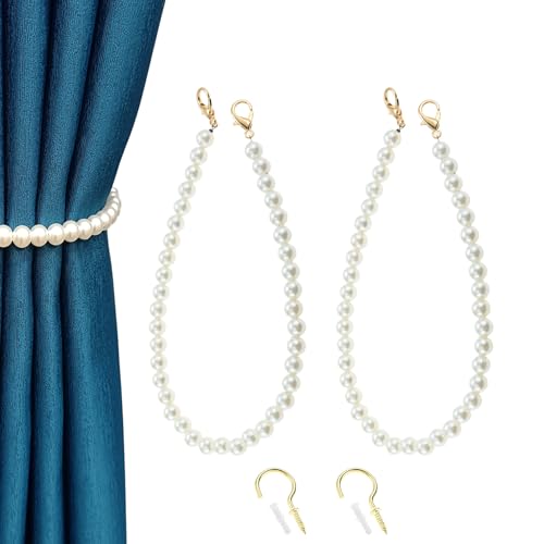 Hicello Vorhang-Raffhalter, ABS-Perle, dekorative weiße Vorhanghalter, 41 cm, Durchmesser 1 cm, 2 Stück von Hicello