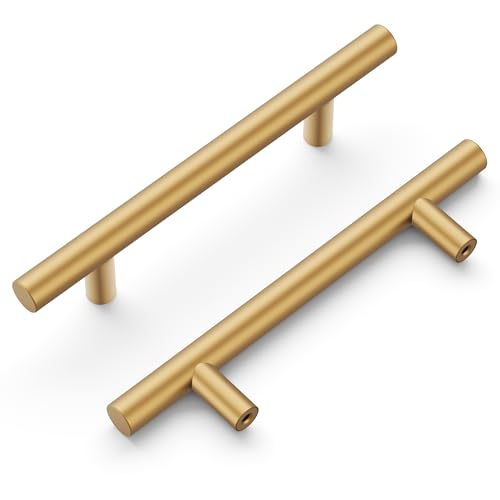 Hickory Hardware Basics Collection Bar Pull 96 mm Mitte zu Mitte, gebürstetes Messing-Finish, 10 Stück von Hickory Hardware