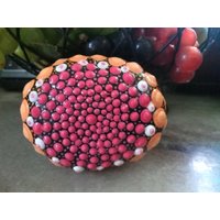 Grapefruit Kunst Gemalter Dot Art Rock, Obst Muster Essbare Küchen Dekoration, Pink Orange Geschenke Für Mutter, Briefbeschwerer Rock Kunstwerk Dekor von HickoryDickoryDots