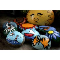Großer Bemalter Strand Stein, Handbemalte Gartenkunst, Türstopper Veranda Stoop Dekor, Garten Wohndekor Für Sie von HickoryDickoryDots