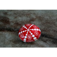 Mandala Rock in Rot Und Weiß Weihnachtsdekor, Runder Strand Urlaub Geschenkideen, Gemalte Weihnachtsverzierung Inspiriert Dot Art von HickoryDickoryDots