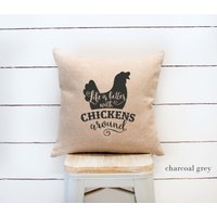 Das Leben Ist Besser Mit Hühnern Um Bauernhaus Kissenbezug Huhn Dekor Geschenk Hinterhofhühner Mutter von HickoryPointFarm