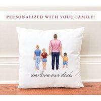 Personalisierter Papa Mit Kindern Portrait Kissen Personalisiertes Vatertagsgeschenk Vaterkind Tochter Geschenk von HickoryPointFarm