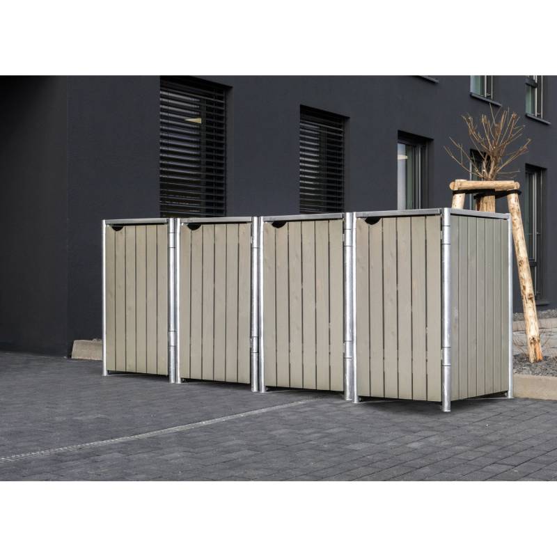 Hide Mülltonnenbox 4-fach 240 l Natur Grau von Hide