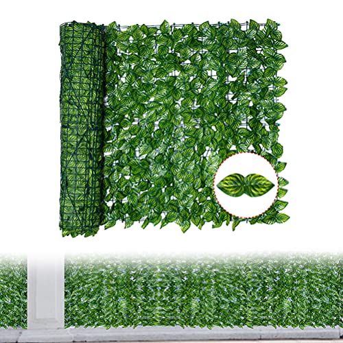 Hidyliu 1 Rolle Künstliche Hecke, Künstlicher Efeu Sichtschutz Zaun, Grün Gartensichtschutz, Wassermelonenblatt Dekoration, UV-Schutz, für Outdoor, Garten, Terrasse und Hinterhof(0.5 x 1 Meter) von Hidyliu