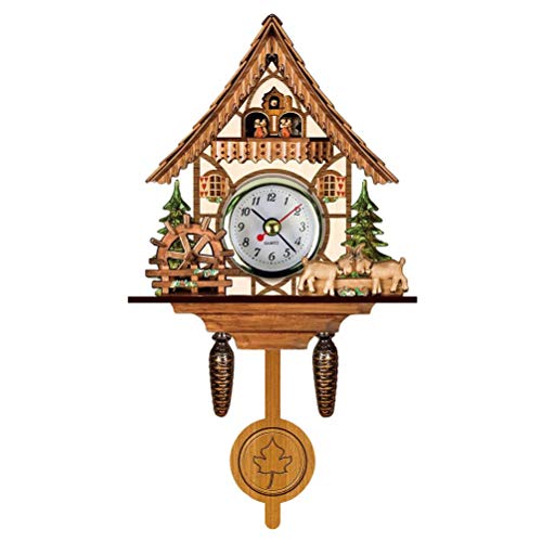 Hidyliu Cuckoo Clock Antique Wooden Cuckoo Birdhouse Wall Clock Home Decor Hanging Cuckoo Clock Auto Swing Bell Pendulum Home Decor von Hidyliu