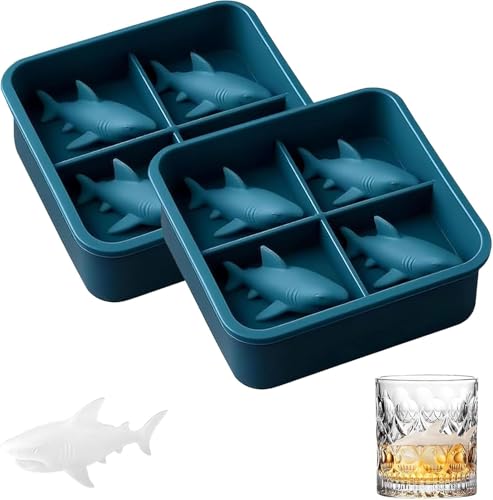 2 Stück Hai Silikonform Eiswürfel, 3d Eisform Niedliche Haifisch Förmchen, 4 Hohlraum Silikon Eiswürfel Form Hai Wiederverwendbar Für Partygetränke, Whisky, Cocktails Und Säfte, Leicht Zu Lösen 2 Stück Hai Silikonform Eiswürfel, 3d Eisform Niedliche Haifisch Förmchen, 4 Hohlraum Silikon Eiswürfel Form Hai Wiederverwendbar Für Partygetränke, Whisky, Cocktails Und Säfte, Leicht Zu Lösen von Hiemible
