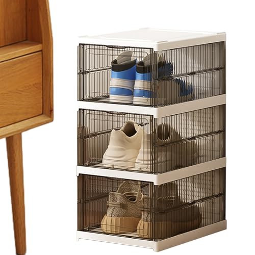 Hiemible Eingang - Klare Schuhaufbewahrung Und Ordnungshilfe,Faltbarer Klarer Stapelbarer Aufbewahrungsbox Für Schlafzimmer Flur Haus Hiemible Eingang - Klare Schuhaufbewahrung Und Ordnungshilfe,Faltbarer Klarer Stapelbarer Aufbewahrungsbox Für Schlafzimmer Flur Haus von Hiemible
