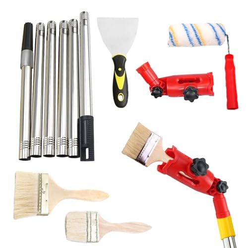 Hiemible Farbroller Bürste, Multifunktionales Malerrollen Set Mit Teleskopstange Und Pinsel, Zubehör Für Haus Renovierungsprojekte An Decken Türen Schränken Zäunen von Hiemible