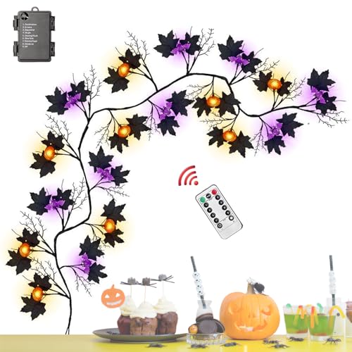 Hiemible Halloween Lichterkette,LED Dekorationslichter mit Weidenranken und Zweigen - 8 Modi Batteriebetrieben Wasserdicht Deko Für Innen Außen Wohnzimmer Fenster Balkon Heimdekoration von Hiemible