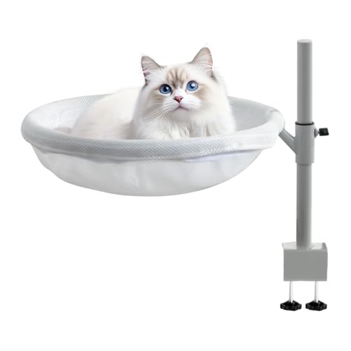 Hiemible Katzen Schreibtisch Bett | Katzen Schreibtisch Hängematte,360° Drehbares Möbelstück Mit Abnehmbarer Waschbarer Hülle Für Arbeit Zuhause Schreibtisch Spiel Tischinsel von Hiemible