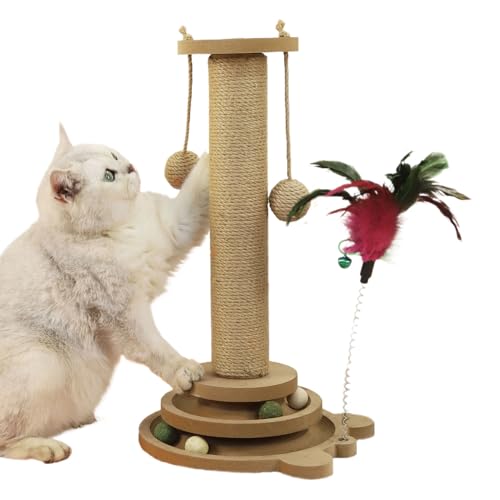 Hiemible Katzenkratzpfahl,Katzenspielzeug Mit Rollbahn - Klettergerüst Mit Spielstab Und 2 Sisalbällen Robust Hoch Für Große Katzen Und Hunde Hiemible Katzenkratzpfahl,Katzenspielzeug Mit Rollbahn - Klettergerüst Mit Spielstab Und 2 Sisalbällen Robust Hoch Für Große Katzen Und Hunde von Hiemible