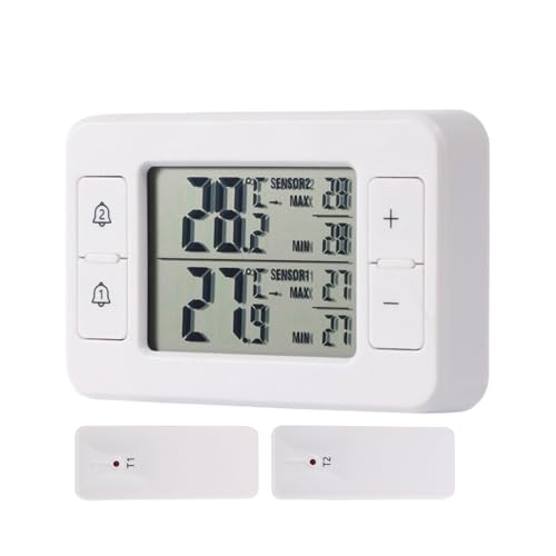 Hiemible Kühlschranktemperatursensor, Zweifach-Sensor Temperaturmessung Für Kühlschränke, Küchengerät Mit Alarm Für Wohnheim Wohnung Innenbereich Außenbereich Hiemible Kühlschranktemperatursensor, Zweifach-Sensor Temperaturmessung Für Kühlschränke, Küchengerät Mit Alarm Für Wohnheim Wohnung Innenbereich Außenbereich von Hiemible