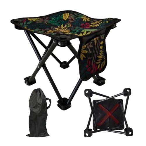 Hiemible Outdoor Klappstuhl | Tragbarer Camping Klappstuhl Mit Hoher Belastbarkeit - Leichter Gartenhocker Mit Staufach, Robuste Unterstützung Bequem Für Outdoor Sport Reisen Bergsteigen Rasen von Hiemible