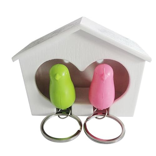 Hiemible Schlüsselhalter, Wandschlüsselaufbewahrung Vogelhaus, Wohnaccessoire Zur Organisation, Romantischer Haken Für Familie, Paare & Hauswarming-Geschenk von Hiemible