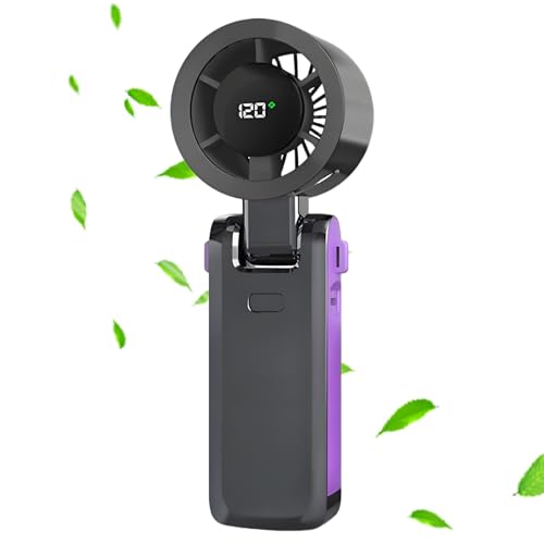 Hiemible Tragbarer Ventilator,USB-Aufladbarer Ventilator | Mehrfach Geschwindigkeitsstufen, Leichtes Kühlgerät Mit Digitaldisplay Für Strandurlaub Festivals Events Gym Training von Hiemible