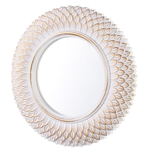HiempTru 24 cm Runder Wandspiegel, Weiß Kreis Spiegel für Schlafzimmer, Eingangsbereich, Wohnzimmer, Dekorative Moderne Wanddekoration von HiempTru
