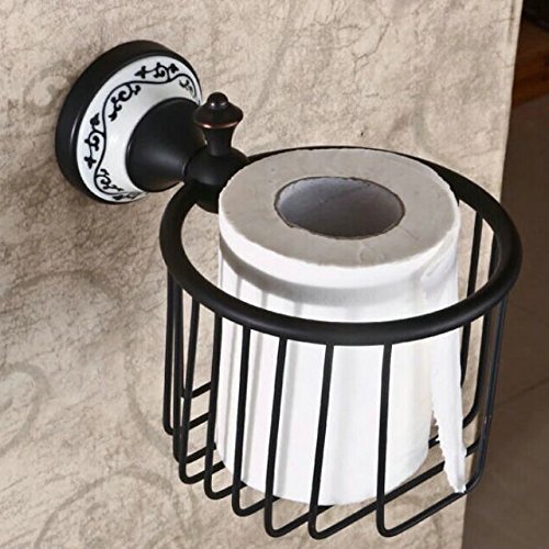 Hiendure® Wandmontage Antik Messing Papierhalter Korb Toilettenpapierhalter WC-Papierrollenhalter von Hiendure