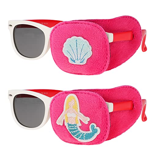 Hifot Amblyopie Augenklappen Kinder 2 Stück,Mermaid Amblyopia Kinder Korrektur orthoptischer augenklappe medizinisch für Schielens, Brille Cover Eye Patch Lazy Eye Strabismus augenpflaster von Hifot