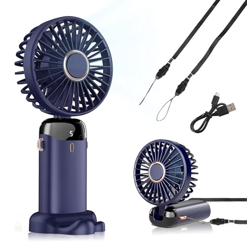 Mini Handventilator Akku Aufladbar Tragbarer USB Ventilator Klein Wiederaufladbar Handventilator Kinder Hand Ventilatoren 3-in-1 Hals- & Tischventilator Kleiner Ventilator für Büro Outdoor Dunkelblau Mini Handventilator Akku Aufladbar Tragbarer USB Ventilator Klein Wiederaufladbar Handventilator Kinder Hand Ventilatoren 3-in-1 Hals- & Tischventilator Kleiner Ventilator für Büro Outdoor Dunkelblau von Hifot