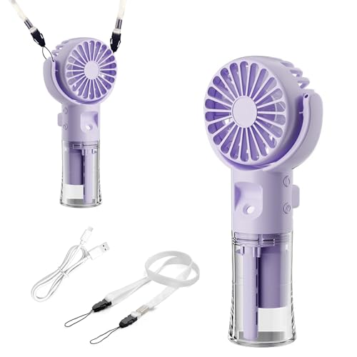 Mini Handventilator mit Wasserkühlung Wiederaufladbar Tragbarer USB Ventilator Klein Handventilator Akku Aufladbar Hand Ventilatoren Leise 3-in-1 Hals & Tischventilator Kleiner Ventilator Lila Mini Handventilator mit Wasserkühlung Wiederaufladbar Tragbarer USB Ventilator Klein Handventilator Akku Aufladbar Hand Ventilatoren Leise 3-in-1 Hals & Tischventilator Kleiner Ventilator Lila von Hifot