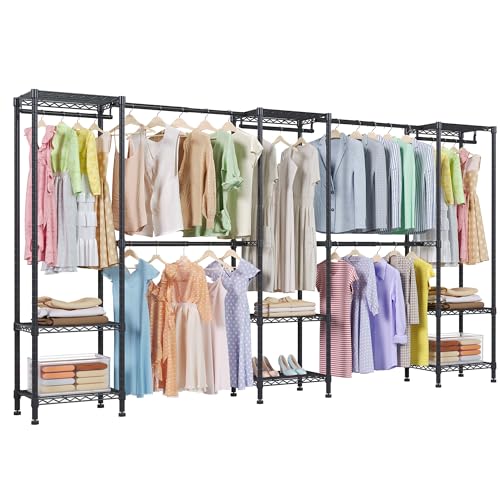 Higeego H11 Großer Kleiderständer zum Aufhängen von Kleidung, robuster Kleiderständer, freistehender Kleiderschrank-Organizer und Aufbewahrung mit erweiterbaren Kleiderstangen, ausziehbar von 7,8 bis von Higeego