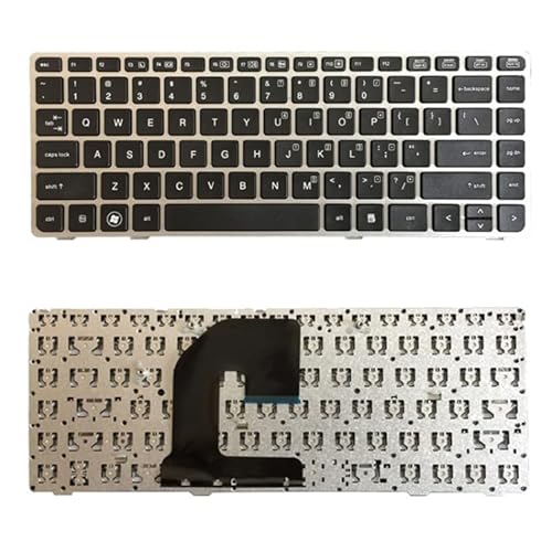 High-Tech Place US-Tastatur mit silberfarbenem Rahmen für HP EliteBook 8470B 8470P 8470 8460 8460p 8460w ProBook 6460 6460b 6470 von High-Tech Place