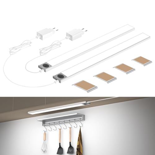 HighLuc 40CM Unterbauleuchte Küche LED Dimmbar 3 Farbmodi LED Schrankbeleuchtung mit Hand-Sweep Sensor Unterschrank Beleuchtung Küchen Unterbauleuchte Küche LED für Schrank,Regale,Werkbank 625lm von HighLuc