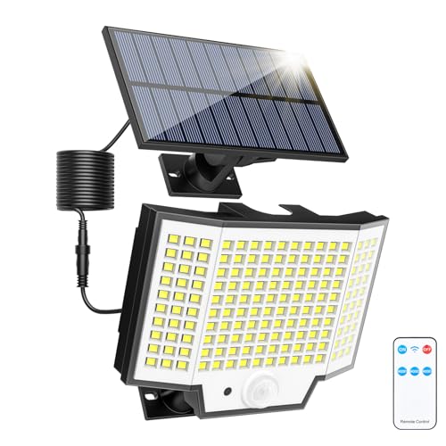 Solarlampen für Außen mit Bewegungsmelder 160LED Solarlampen für Außen IP65 Wasserdichte LED Solar Aussenleuchte mit Bewegungsmelder 3 Modi Solar Strahler mit Bewegungsmelder für Garten Außen, 1 Stück von HighLuc