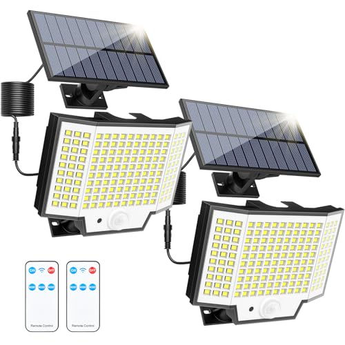 Solarlampen für Außen mit Bewegungsmelder 160LED Solarlampen für Außen IP65 Wasserdichte LED Solar Aussenleuchte mit Bewegungsmelder 3 Modi Solar Strahler mit Bewegungsmelder für Garten Außen, 2 Stück von HighLuc
