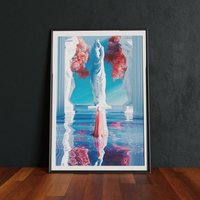 Surreale Aquamarine Sci-Fi Kunstdruck Architektur Im Stil Der 60Er Jahre von HighRezStudio