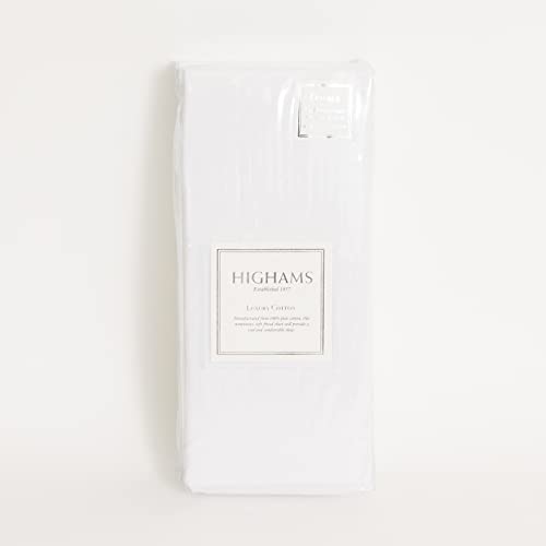 Highams Luxuriöses, unifarbenes tiefes Spannbetttuch, 100% Baumwolle, pflegeleicht, Weiß – Kingsize-Bett von Highams