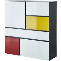 Highboard IDEEUS, 3 Flügeltüren (push-to-open), 1 Schublade mit Selbsteinzug, 1 Kippfach, Höhe 1.300 mm, Breite 1.200 mm von Jungheinrich PROFISHOP