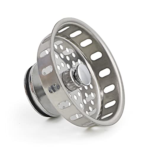 Highcraft 97343 Küchenspüle-Korb-Sieb, Ersatz für Standardabflüsse (8,9 cm), Edelstahl-Federstahlverschluss und Gummistopfen, 1 Count (Pack of 1) von Highcraft