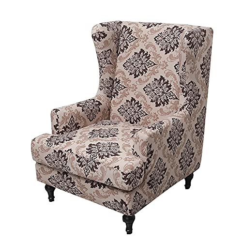 Highdi 2 Teilig Ohrensessel Überzug, Sessel-Überwürfe Ohrensessel Schonbezüge Bezug Sesselhusse Elastisch Stretch Tiger Stuhlbezug mit Armlehne Hohe Rückenlehne Universal (Türkische Art) von Highdi