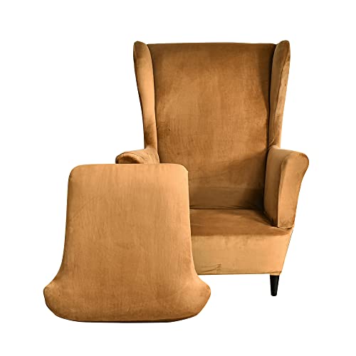 Highdi 2Teilig Ohrensessel Überzug aus Samt,Sessel-Überwürfe Ohrensessel Schonbezüge Bezug Sesselhusse Elastisch Stretch Tiger Stuhlbezug mit Armlehne Hohe Rückenlehne Universal (Khaki) Highdi 2Teilig Ohrensessel Überzug aus Samt,Sessel-Überwürfe Ohrensessel Schonbezüge Bezug Sesselhusse Elastisch Stretch Tiger Stuhlbezug mit Armlehne Hohe Rückenlehne Universal (Khaki) von Highdi