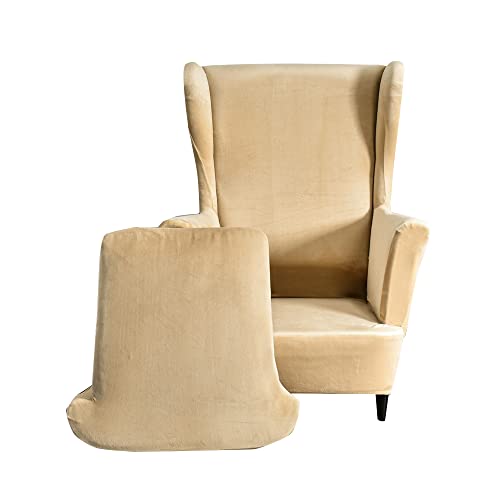 Highdi 2Teilig Ohrensessel Überzug aus Samt,Sessel-Überwürfe Ohrensessel Schonbezüge Bezug Sesselhusse Elastisch Stretch Tiger Stuhlbezug mit Armlehne Hohe Rückenlehne Universal (Beige) Highdi 2Teilig Ohrensessel Überzug aus Samt,Sessel-Überwürfe Ohrensessel Schonbezüge Bezug Sesselhusse Elastisch Stretch Tiger Stuhlbezug mit Armlehne Hohe Rückenlehne Universal (Beige) von Highdi