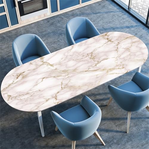 Highdi 3D Elastische Oval Tischdecke Abwaschbar, Spanntischdecke Gartentischdecke Outdoor Tischdecke mit Gummizug für Esszimmer, Küche (91x152cm(36"x60"),Nebel 6) von Highdi