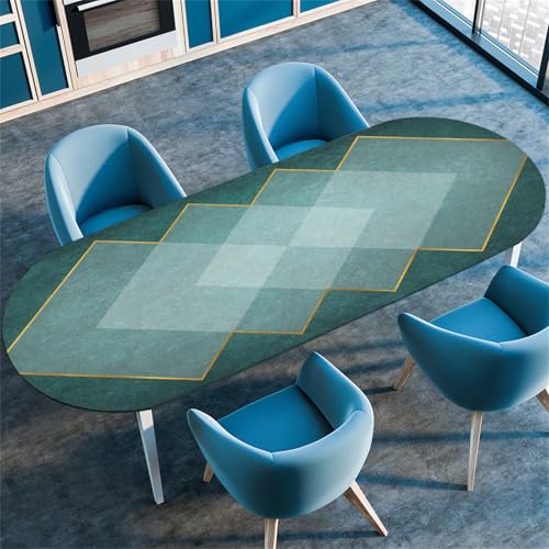 Highdi 3D Elastische Oval Tischdecke Abwaschbar, Spanntischdecke Gartentischdecke Outdoor Tischdecke mit Gummizug für Esszimmer, Küche (Kunst Plaid 7,91x152cm(36"x60")) von Highdi